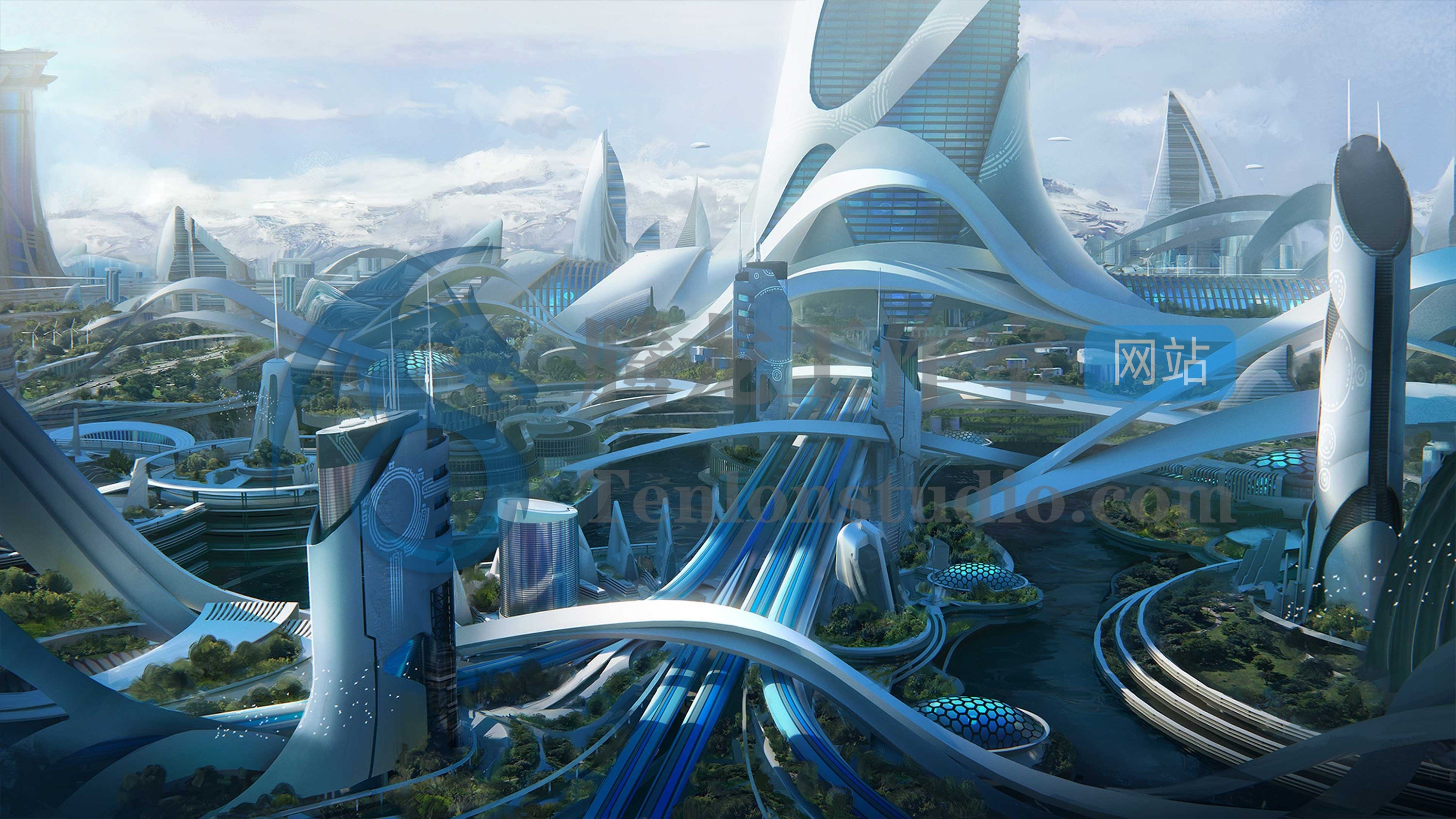 kitbash3d utopia 未来主义乌托邦城市建筑场景3d模型